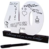 Happy 40th Birthday Wooden Signature Number by ING